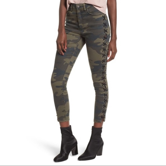 Nordstrom Pants - AFRM | Rosie Lace Up Skinny Crop Jean - Camo